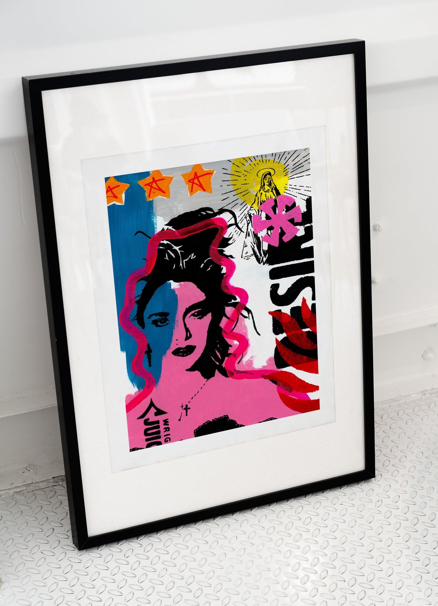 Madonna Giclee Pop Art Print in contemporary frame