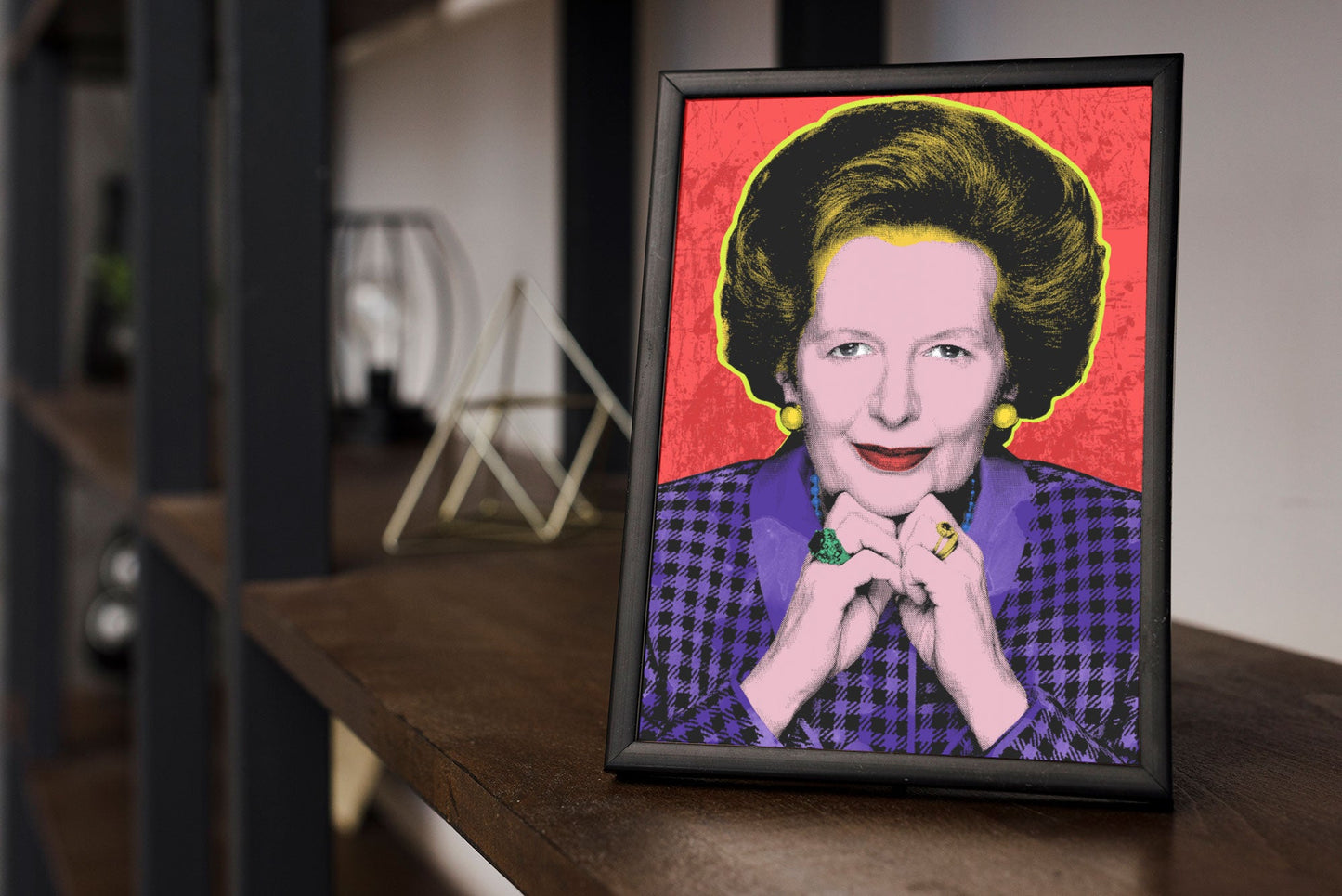 Margaret Thatcher Pop Art Print in Small Black Frame