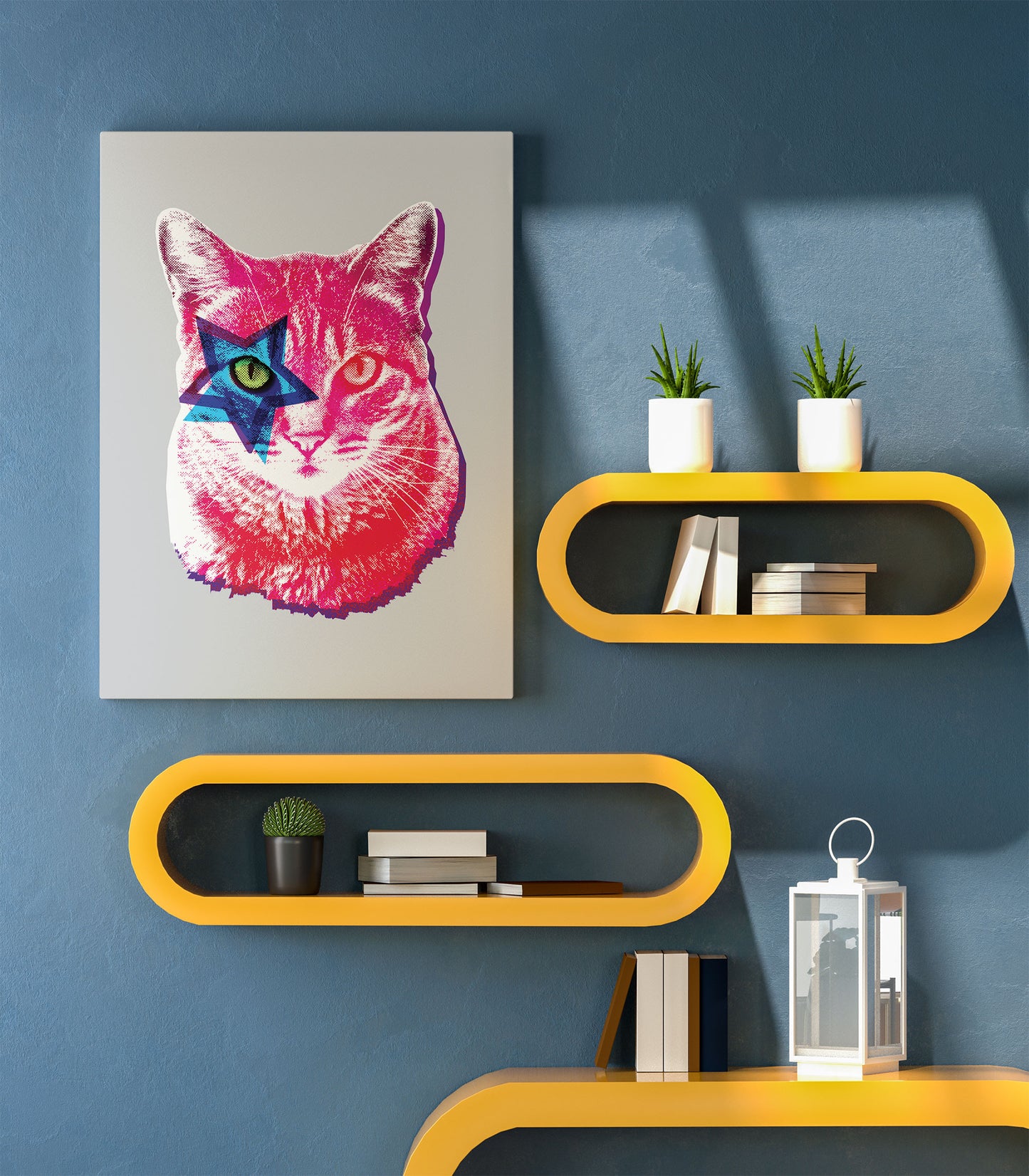 Warhol Cat Pop Art Print | Funky Star Cat Poster for Animal Lovers