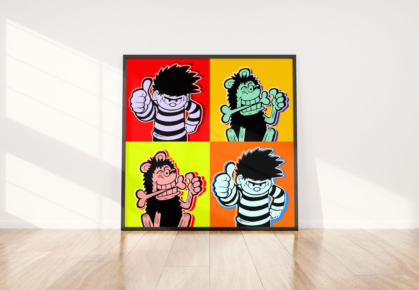 Dennis Menace with Gnasher in Frame in situ