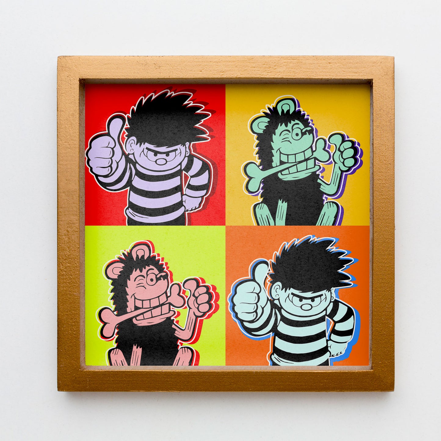 Dennis Menace with Gnasher in Frame in situ