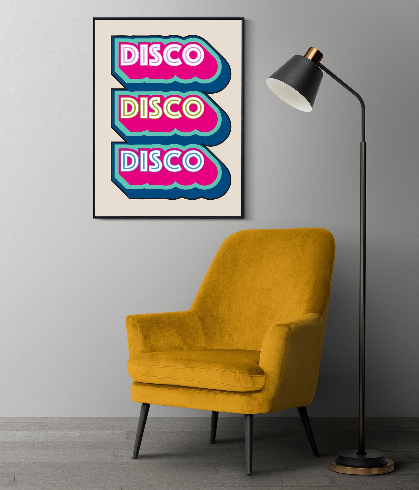 Disco Type Font Poster | Music Art | 80's Disco Bold Font | Retro Typographic Art