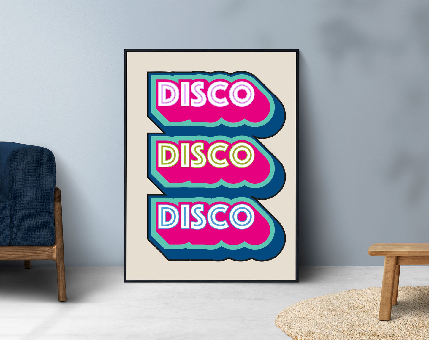 Disco Type Font Poster | Music Art | 80's Disco Bold Font | Retro Typographic Art