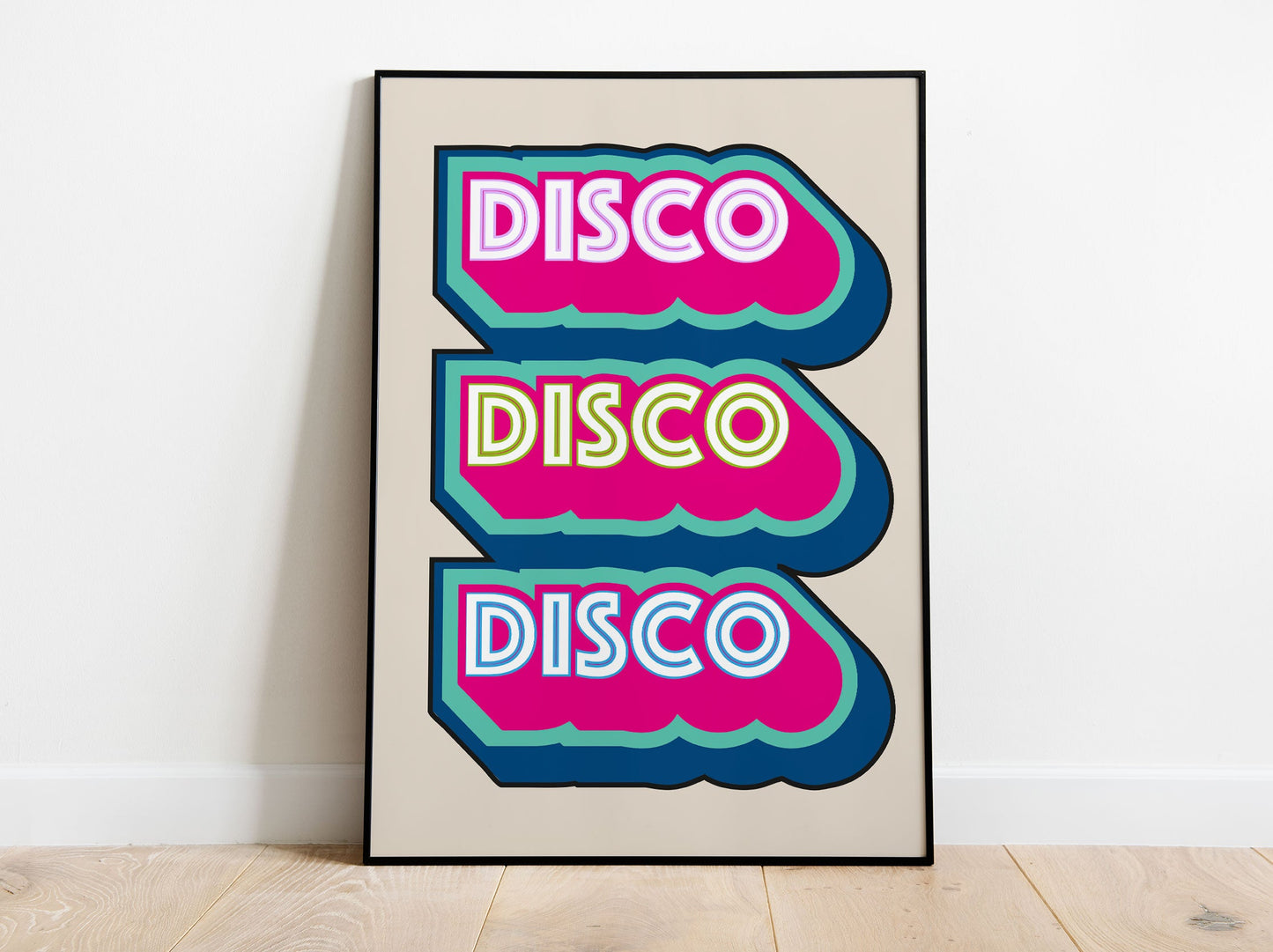 Disco Type Font Poster | Music Art | 80's Disco Bold Font | Retro Typographic Art