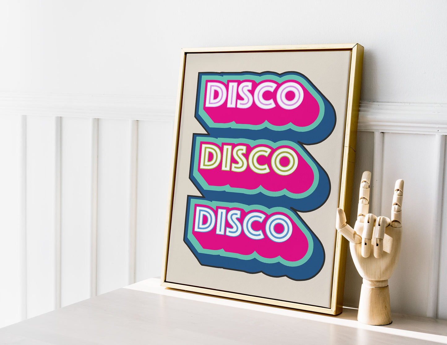 Disco Type Font Poster | Music Art | 80's Disco Bold Font | Retro Typographic Art