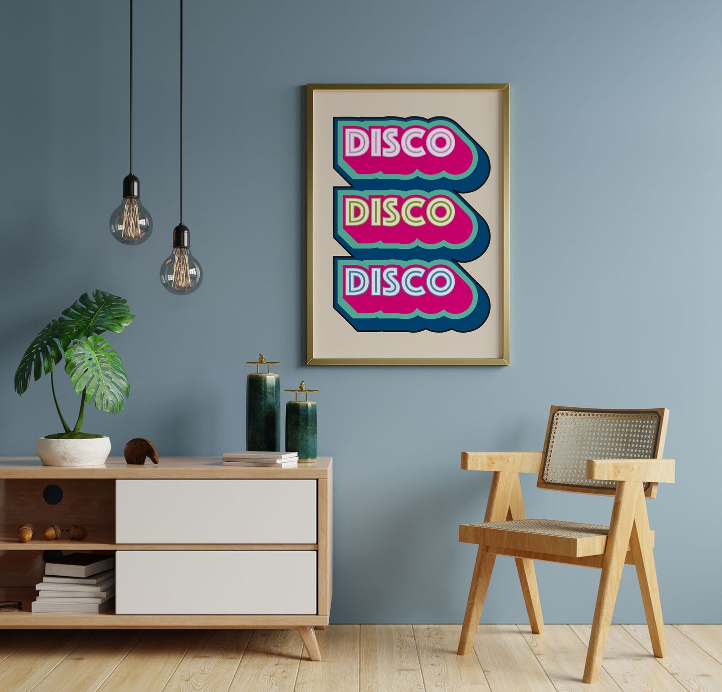 Disco Type Font Poster | Music Art | 80's Disco Bold Font | Retro Typographic Art