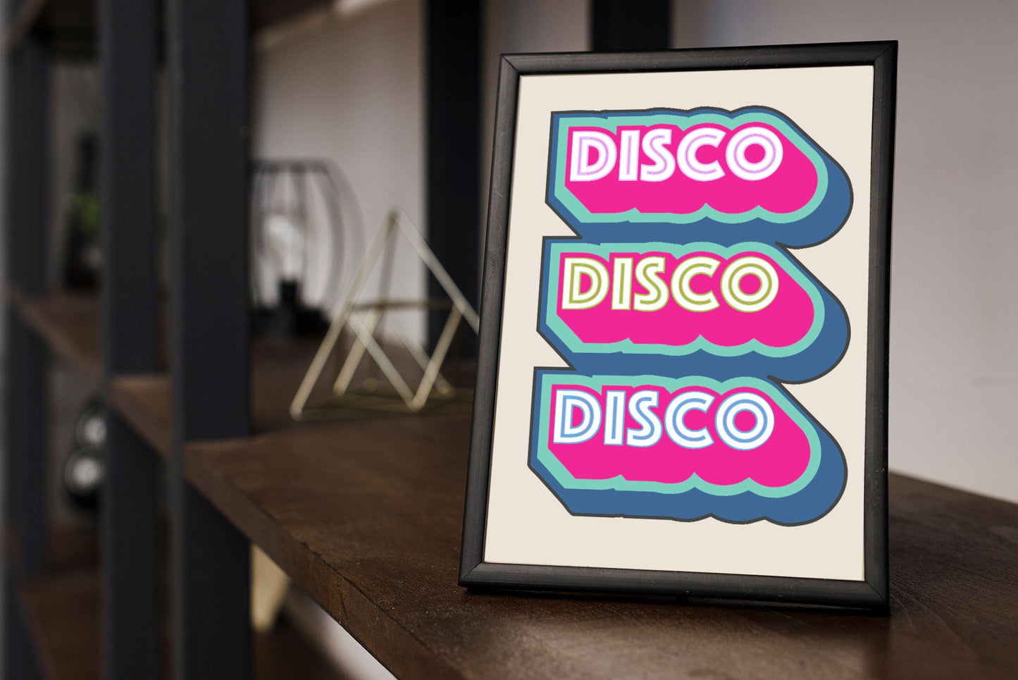 Disco Type Font Poster | Music Art | 80's Disco Bold Font | Retro Typographic Art