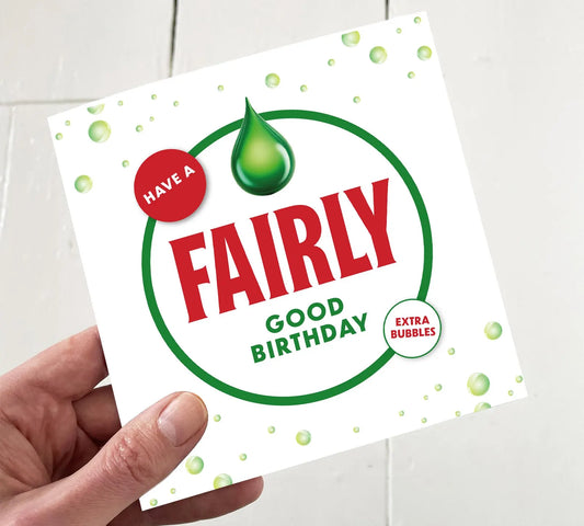 Fairy Liquid Parody Birthday Card: Cheeky Square Greetings Card