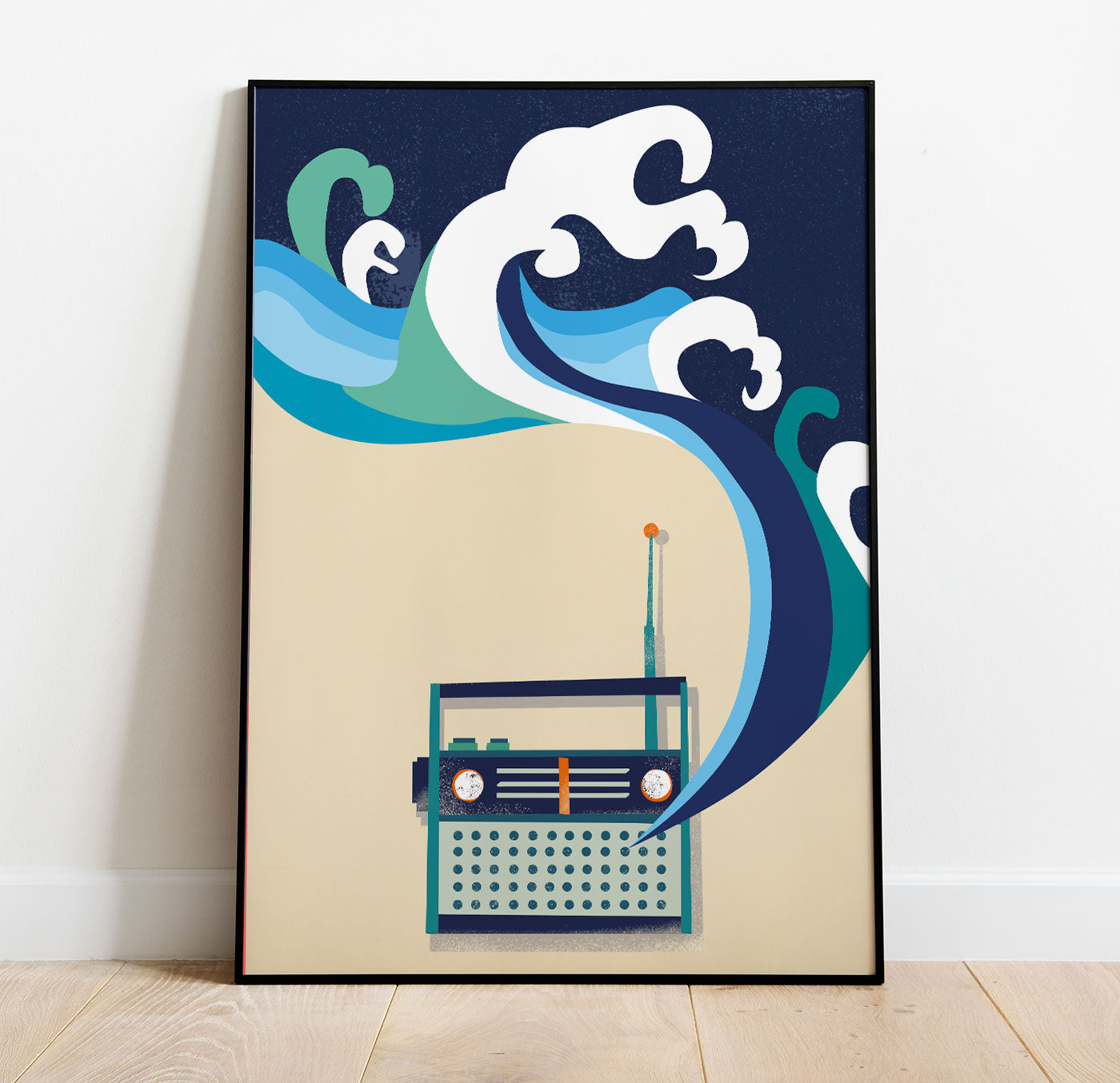 Radio Waves Wall Art | Beach Waves Illustration Print