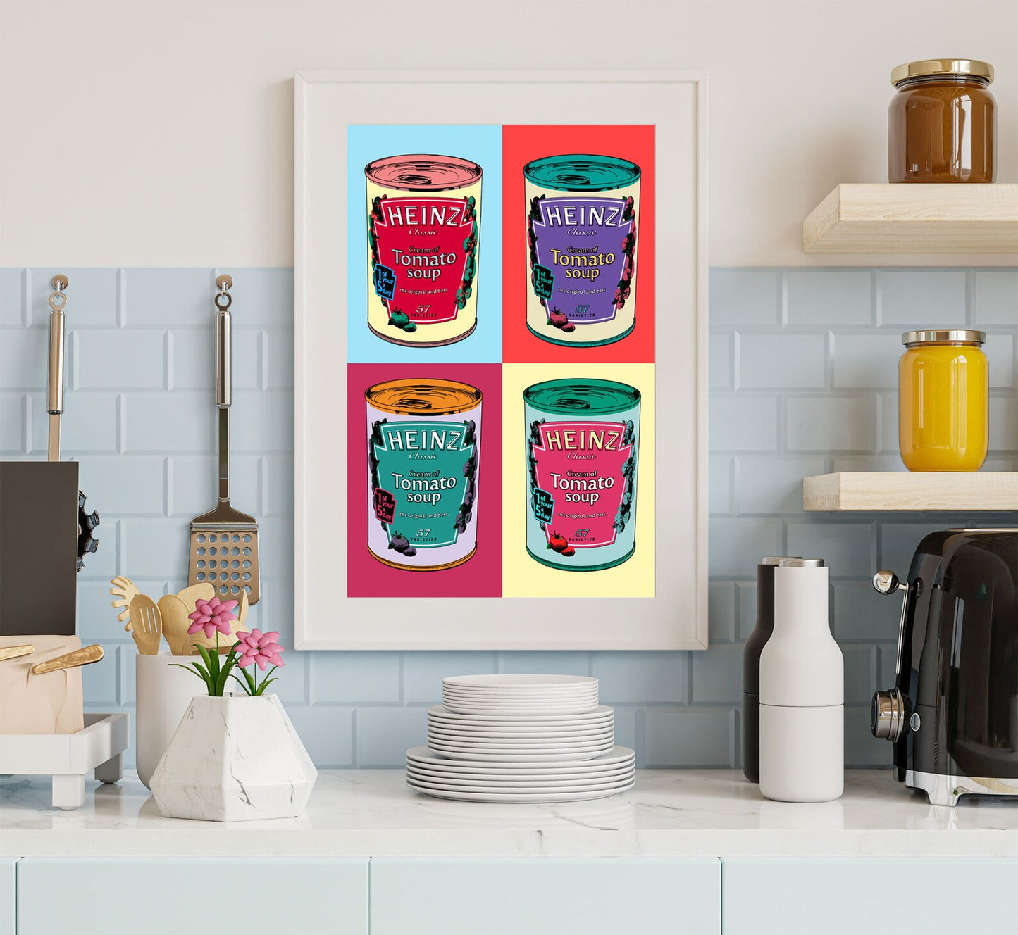Warhol Tomato Soup Pop Art Print | Foodie Gift | Kitchen Wall Art | Poster
