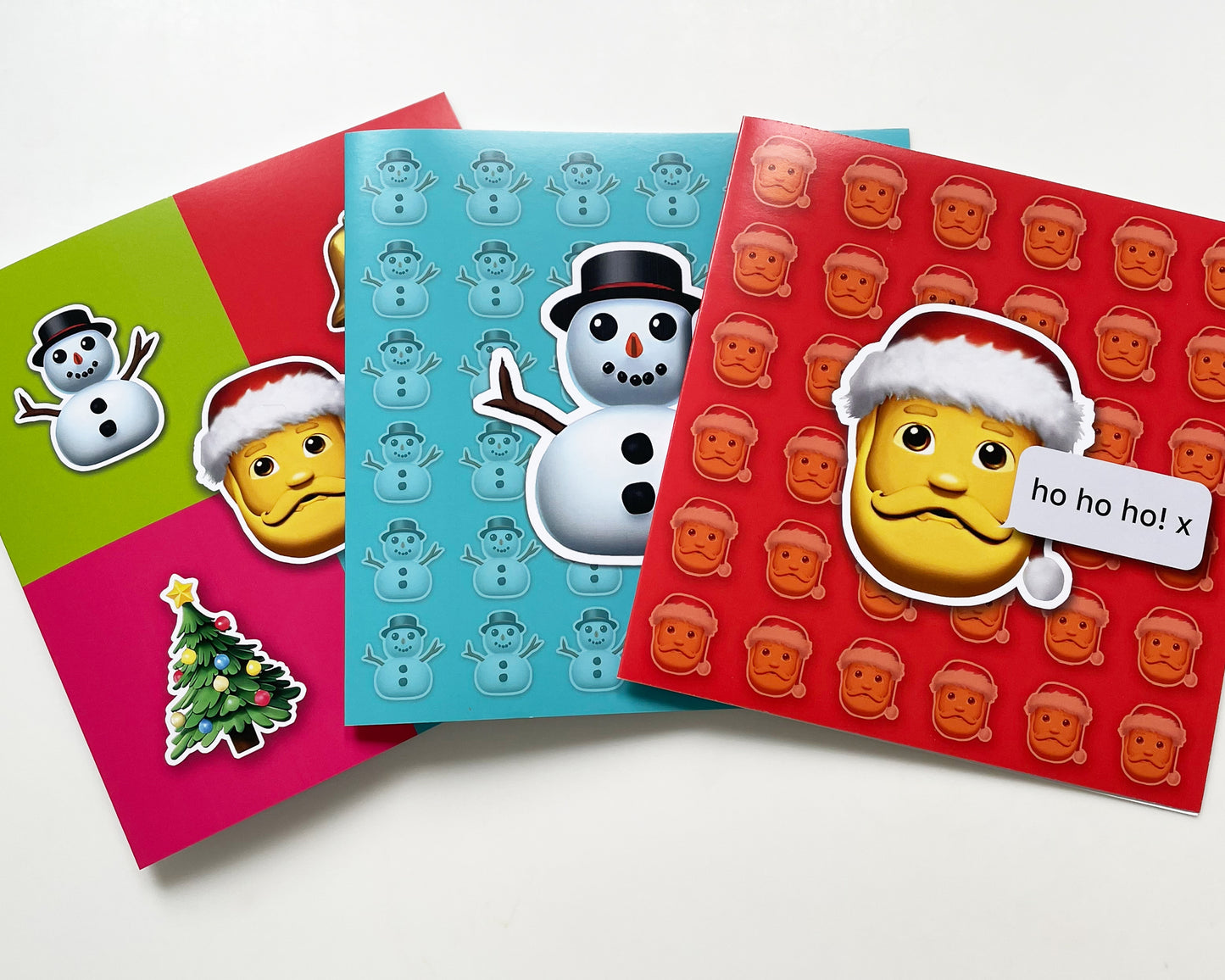 6 or 9 Emoji Square Christmas Cards | Colourful Contemporary Pop Art Style Cards | Fun greetings Cards