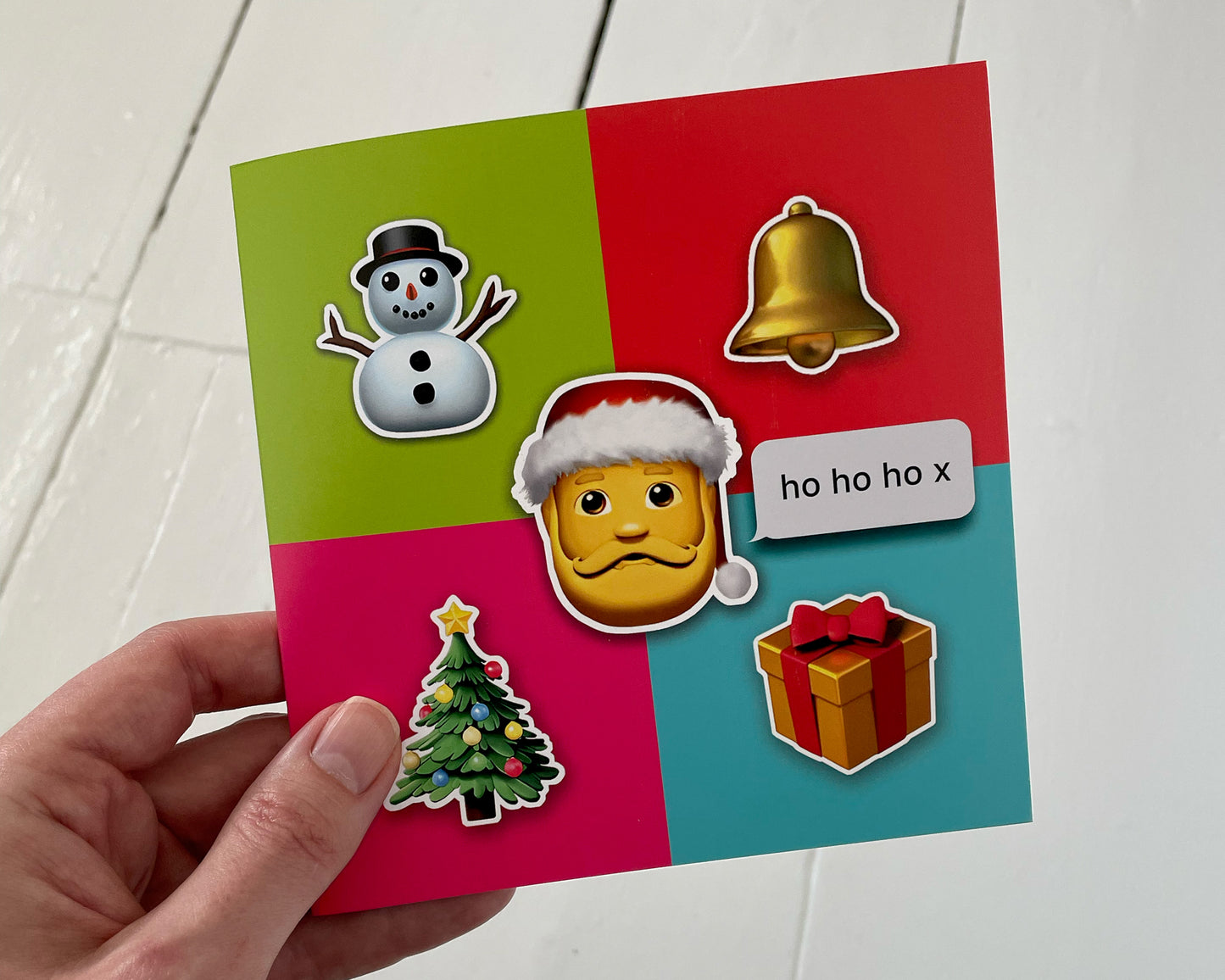 6 or 9 Emoji Square Christmas Cards | Colourful Contemporary Pop Art Style Cards | Fun greetings Cards